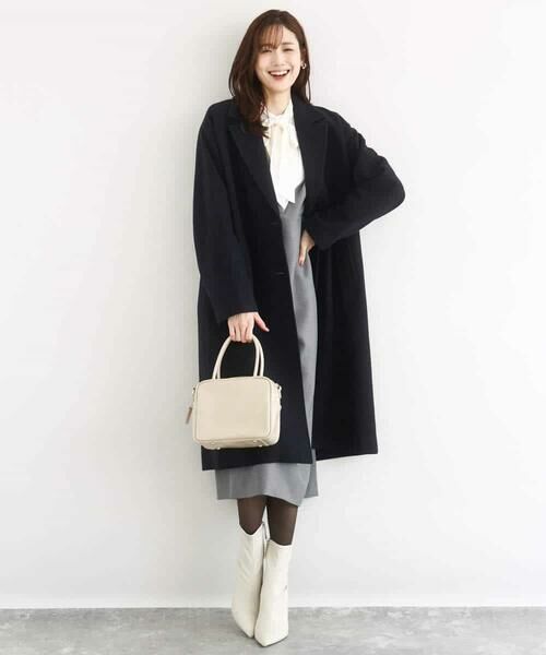 MK MICHEL KLEIN / エムケーミッシェルクラン ロング・マキシ丈スカート | ウールライク Vネックジャンパースカート/洗える | 詳細14