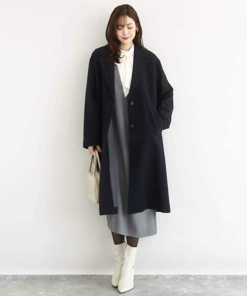 MK MICHEL KLEIN / エムケーミッシェルクラン ロング・マキシ丈スカート | ウールライク Vネックジャンパースカート/洗える | 詳細16