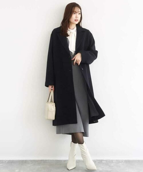 MK MICHEL KLEIN / エムケーミッシェルクラン ロング・マキシ丈スカート | ウールライク Vネックジャンパースカート/洗える | 詳細17