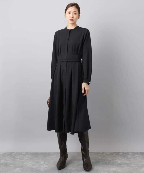 MK MICHEL KLEIN / エムケーミッシェルクラン ロング・マキシ丈ワンピース | ウエストタックデザインワンピース/洗える | 詳細1