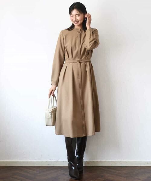 MK MICHEL KLEIN / エムケーミッシェルクラン ロング・マキシ丈ワンピース | ウエストタックデザインワンピース/洗える | 詳細12