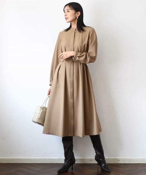 MK MICHEL KLEIN / エムケーミッシェルクラン ロング・マキシ丈ワンピース | ウエストタックデザインワンピース/洗える | 詳細13