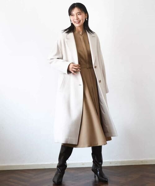 MK MICHEL KLEIN / エムケーミッシェルクラン ロング・マキシ丈ワンピース | ウエストタックデザインワンピース/洗える | 詳細17