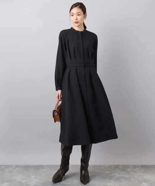 MK MICHEL KLEIN / エムケーミッシェルクラン ロング・マキシ丈ワンピース | ウエストタックデザインワンピース/洗える | 詳細2