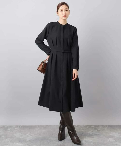 MK MICHEL KLEIN / エムケーミッシェルクラン ロング・マキシ丈ワンピース | ウエストタックデザインワンピース/洗える | 詳細3