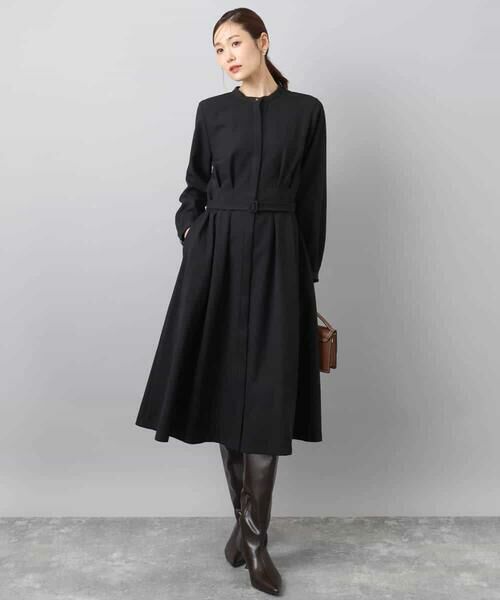 MK MICHEL KLEIN / エムケーミッシェルクラン ロング・マキシ丈ワンピース | ウエストタックデザインワンピース/洗える | 詳細4