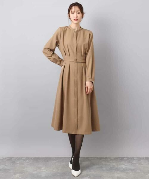 MK MICHEL KLEIN / エムケーミッシェルクラン ロング・マキシ丈ワンピース | ウエストタックデザインワンピース/洗える | 詳細5