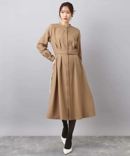 MK MICHEL KLEIN / エムケーミッシェルクラン ロング・マキシ丈ワンピース | ウエストタックデザインワンピース/洗える | 詳細6