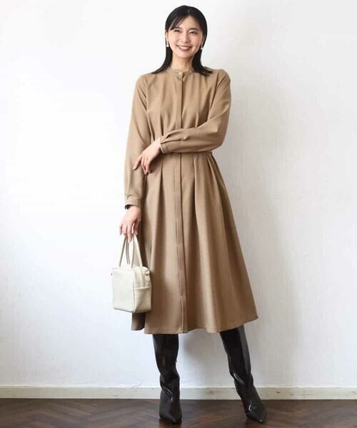 MK MICHEL KLEIN / エムケーミッシェルクラン ロング・マキシ丈ワンピース | ウエストタックデザインワンピース/洗える | 詳細9