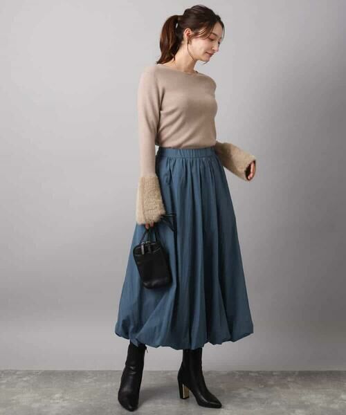 MK MICHEL KLEIN / エムケーミッシェルクラン ニット・セーター | フェザー切替えコンパクトリブニット/洗える | 詳細7