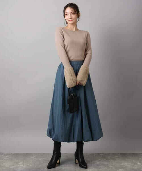 MK MICHEL KLEIN / エムケーミッシェルクラン ニット・セーター | フェザー切替えコンパクトリブニット/洗える | 詳細8