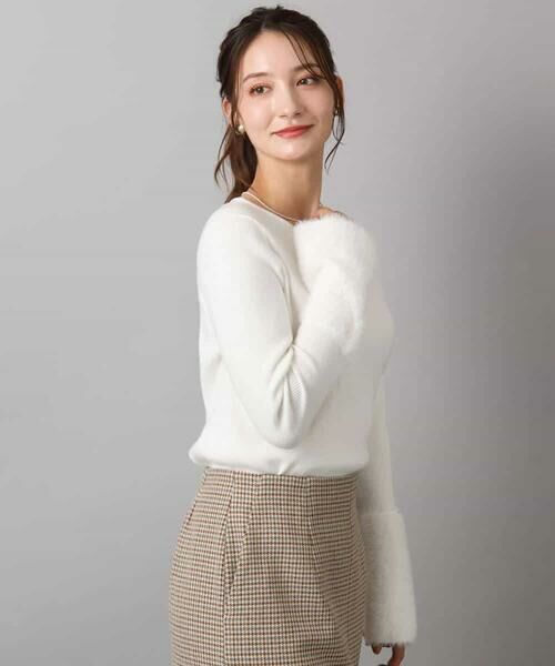 MK MICHEL KLEIN / エムケーミッシェルクラン ニット・セーター | フェザー切替えコンパクトリブニット/洗える | 詳細9