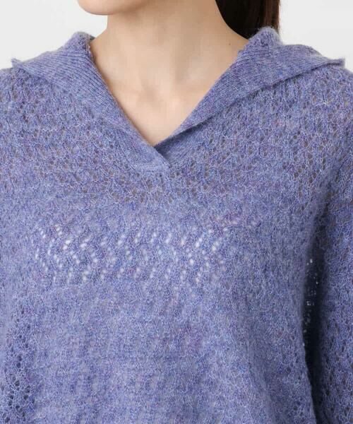 MK MICHEL KLEIN / エムケーミッシェルクラン ニット・セーター | 透かし編みニットフーディープルオーバー/洗える | 詳細16