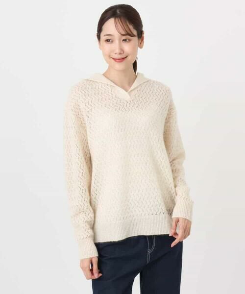 MK MICHEL KLEIN / エムケーミッシェルクラン ニット・セーター | 透かし編みニットフーディープルオーバー/洗える | 詳細23