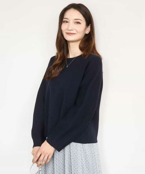 MK MICHEL KLEIN / エムケーミッシェルクラン ニット・セーター | スムース編みバック釦ニット/洗える | 詳細1