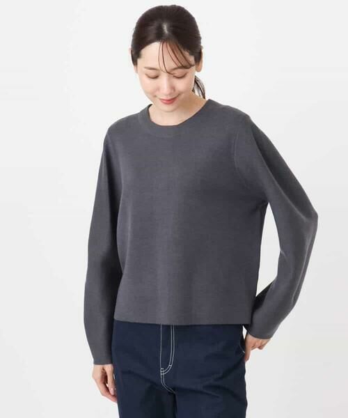 MK MICHEL KLEIN / エムケーミッシェルクラン ニット・セーター | スムース編みバック釦ニット/洗える | 詳細10