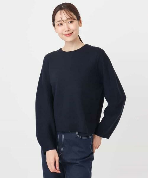 MK MICHEL KLEIN / エムケーミッシェルクラン ニット・セーター | スムース編みバック釦ニット/洗える | 詳細18