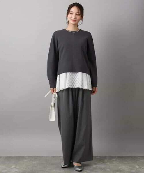 MK MICHEL KLEIN / エムケーミッシェルクラン ニット・セーター | スムース編みバック釦ニット/洗える | 詳細6