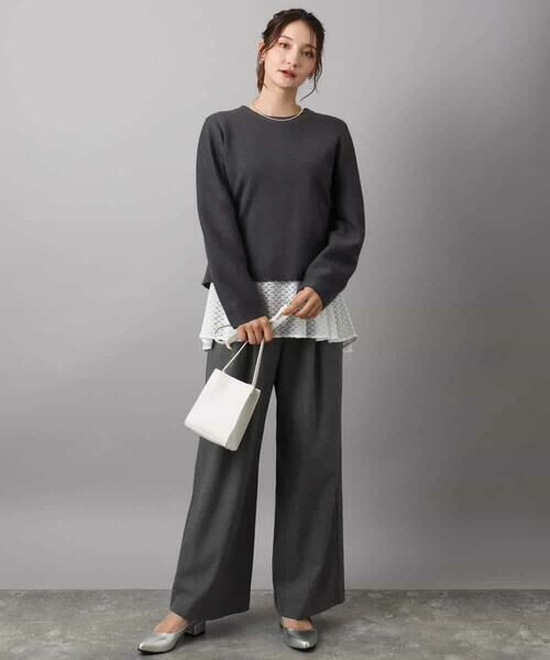 MK MICHEL KLEIN / エムケーミッシェルクラン ニット・セーター | スムース編みバック釦ニット/洗える | 詳細8