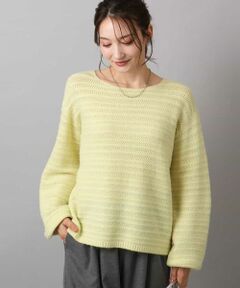 MK MICHEL KLEIN / エムケーミッシェルクラン ニット・セーター | シアーボーダーボリュームパフスリーブニット/洗える