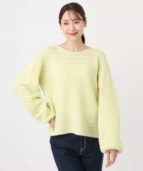 MK MICHEL KLEIN / エムケーミッシェルクラン ニット・セーター | シアーボーダーボリュームパフスリーブニット/洗える | 詳細19