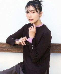 MK MICHEL KLEIN / エムケーミッシェルクラン ニット・セーター | 配色レイヤードデザインニット/洗える