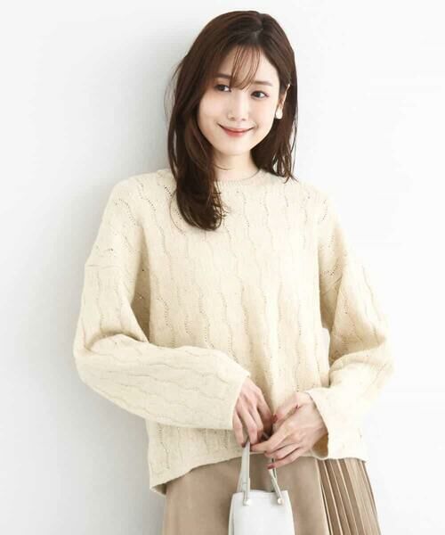 MK MICHEL KLEIN / エムケーミッシェルクラン ニット・セーター | スパンコールラメ入りニット/洗える | 詳細1