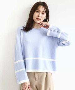 MK MICHEL KLEIN / エムケーミッシェルクラン ニット・セーター | 配色ライン片畦編みニット/洗える