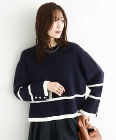 MK MICHEL KLEIN / エムケーミッシェルクラン ニット・セーター | 配色ライン片畦編みニット/洗える