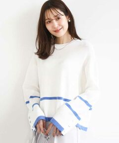 MK MICHEL KLEIN / エムケーミッシェルクラン ニット・セーター | 配色ライン片畦編みニット/洗える