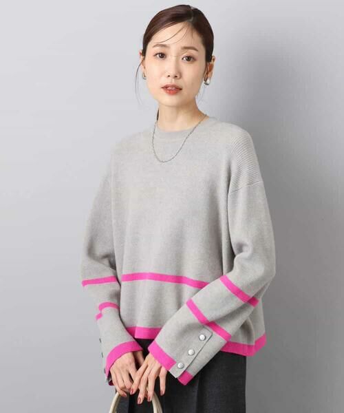 MK MICHEL KLEIN / エムケーミッシェルクラン ニット・セーター | 配色ライン片畦編みニット/洗える | 詳細11