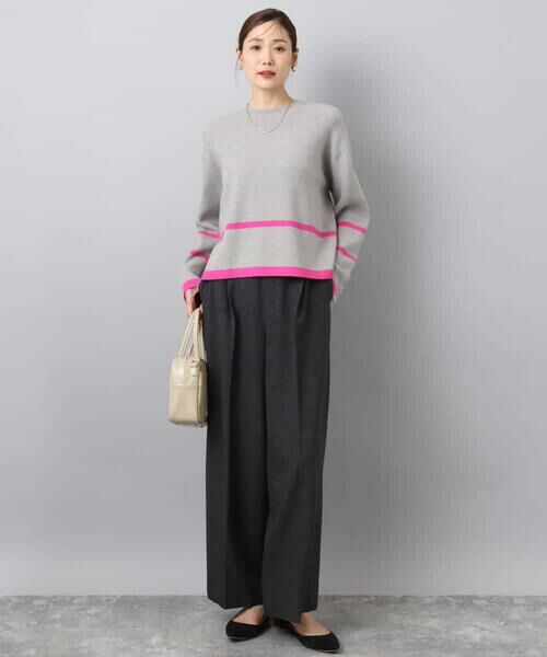 MK MICHEL KLEIN / エムケーミッシェルクラン ニット・セーター | 配色ライン片畦編みニット/洗える | 詳細12