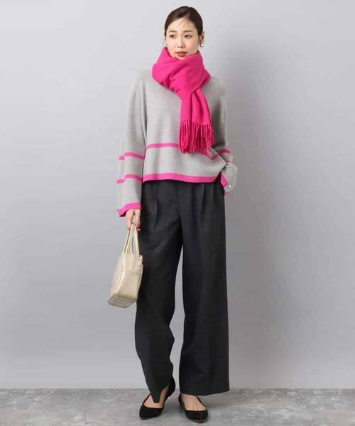 MK MICHEL KLEIN / エムケーミッシェルクラン ニット・セーター | 配色ライン片畦編みニット/洗える | 詳細16