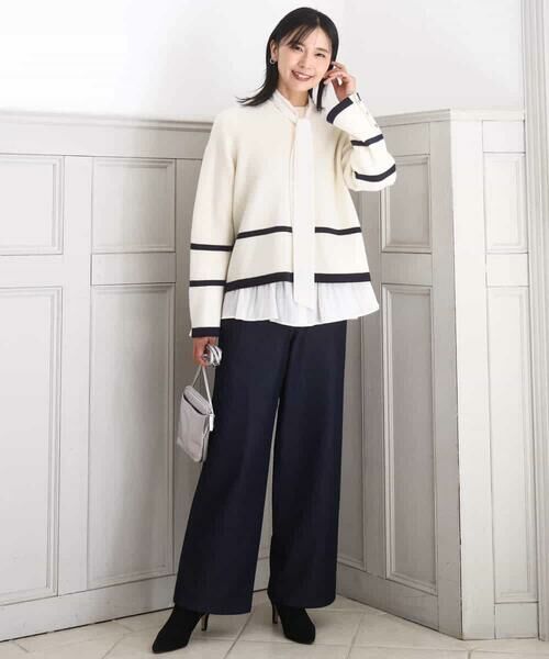 MK MICHEL KLEIN / エムケーミッシェルクラン ニット・セーター | 配色ライン片畦編みニット/洗える | 詳細18