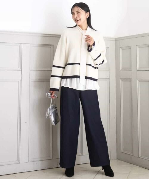 MK MICHEL KLEIN / エムケーミッシェルクラン ニット・セーター | 配色ライン片畦編みニット/洗える | 詳細19