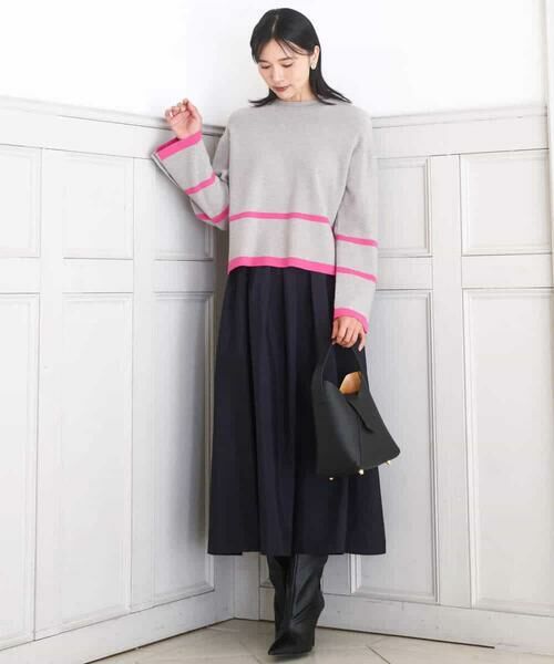 MK MICHEL KLEIN / エムケーミッシェルクラン ニット・セーター | 配色ライン片畦編みニット/洗える | 詳細22