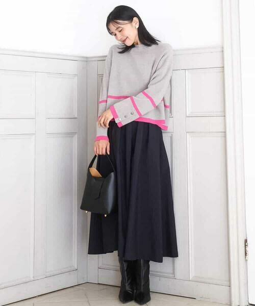 MK MICHEL KLEIN / エムケーミッシェルクラン ニット・セーター | 配色ライン片畦編みニット/洗える | 詳細23