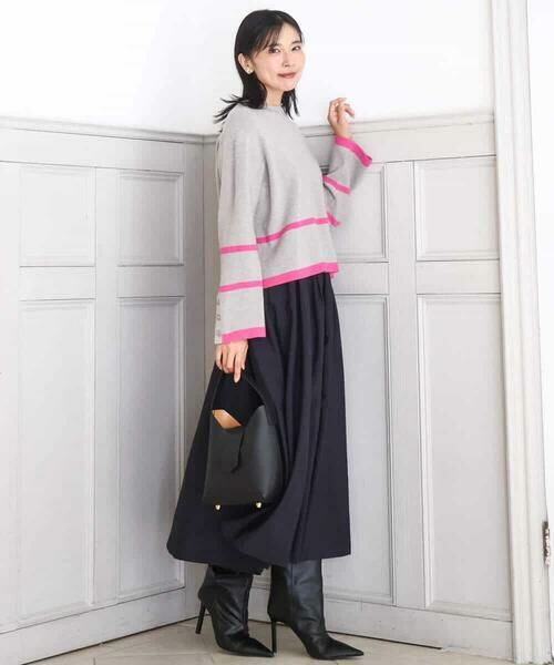 MK MICHEL KLEIN / エムケーミッシェルクラン ニット・セーター | 配色ライン片畦編みニット/洗える | 詳細24