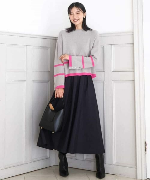 MK MICHEL KLEIN / エムケーミッシェルクラン ニット・セーター | 配色ライン片畦編みニット/洗える | 詳細25