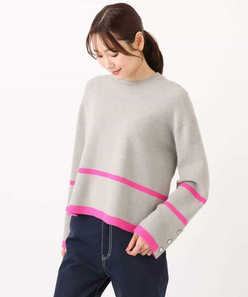 MK MICHEL KLEIN / エムケーミッシェルクラン ニット・セーター | 配色ライン片畦編みニット/洗える | 詳細26
