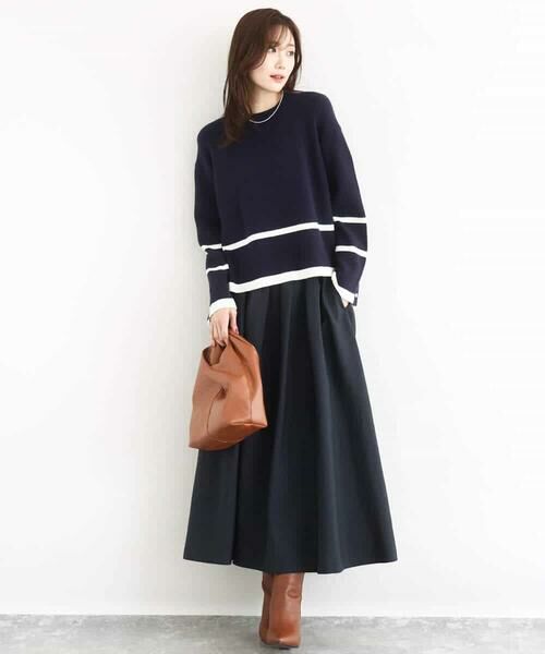 MK MICHEL KLEIN / エムケーミッシェルクラン ニット・セーター | 配色ライン片畦編みニット/洗える | 詳細3