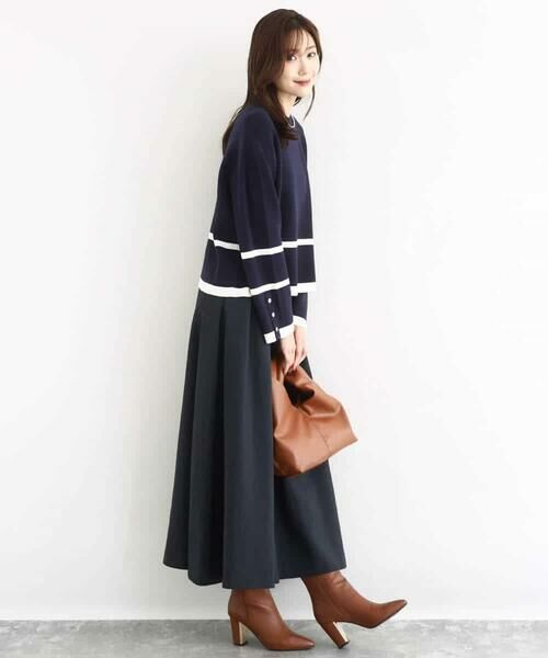 MK MICHEL KLEIN / エムケーミッシェルクラン ニット・セーター | 配色ライン片畦編みニット/洗える | 詳細4