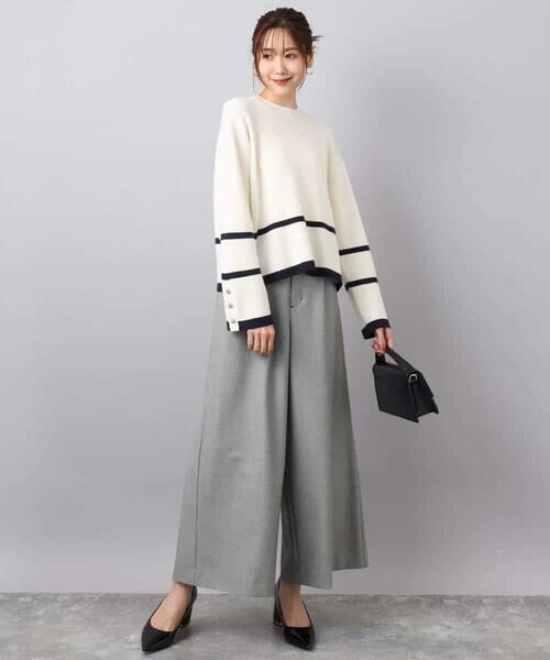 MK MICHEL KLEIN / エムケーミッシェルクラン ニット・セーター | 配色ライン片畦編みニット/洗える | 詳細7