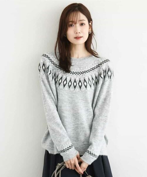 MK MICHEL KLEIN / エムケーミッシェルクラン ニット・セーター | ノルディック柄ニット/洗える | 詳細1