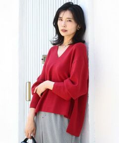 MK MICHEL KLEIN / エムケーミッシェルクラン ニット・セーター | 片畦編みVネックニット/洗える