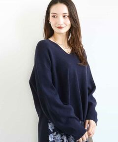 MK MICHEL KLEIN / エムケーミッシェルクラン ニット・セーター | 片畦編みVネックニット/洗える