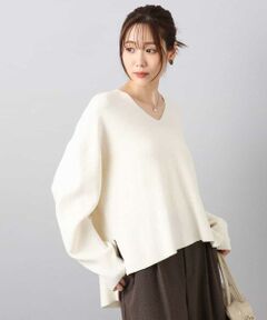 MK MICHEL KLEIN / エムケーミッシェルクラン ニット・セーター | 片畦編みVネックニット/洗える