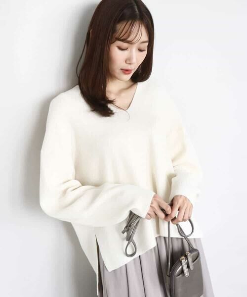 MK MICHEL KLEIN / エムケーミッシェルクラン ニット・セーター | 片畦編みVネックニット/洗える | 詳細14