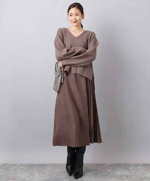 MK MICHEL KLEIN / エムケーミッシェルクラン ニット・セーター | 片畦編みVネックニット/洗える | 詳細2