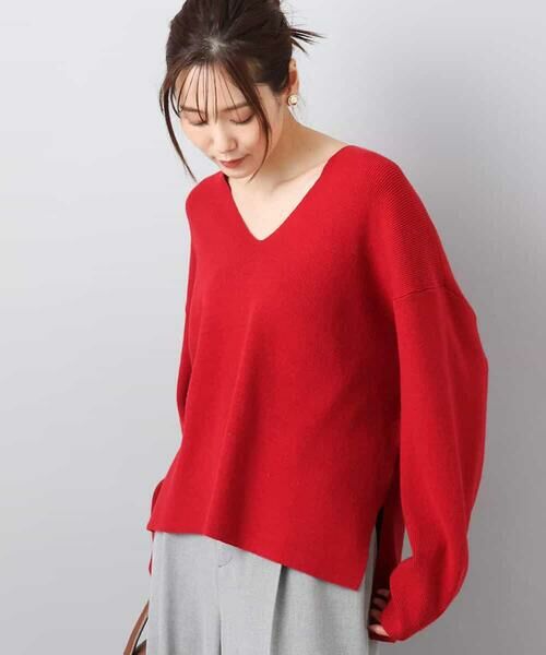 MK MICHEL KLEIN / エムケーミッシェルクラン ニット・セーター | 片畦編みVネックニット/洗える | 詳細24